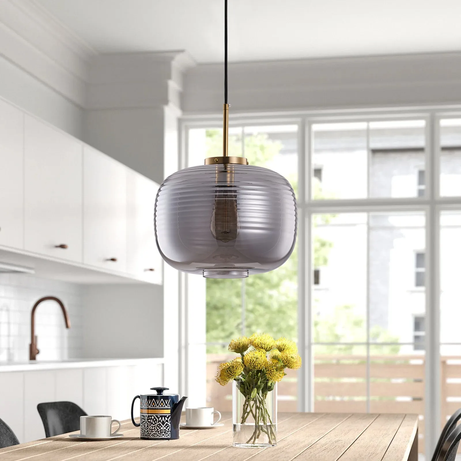 1-Light Wavy Design Pendant Lighting