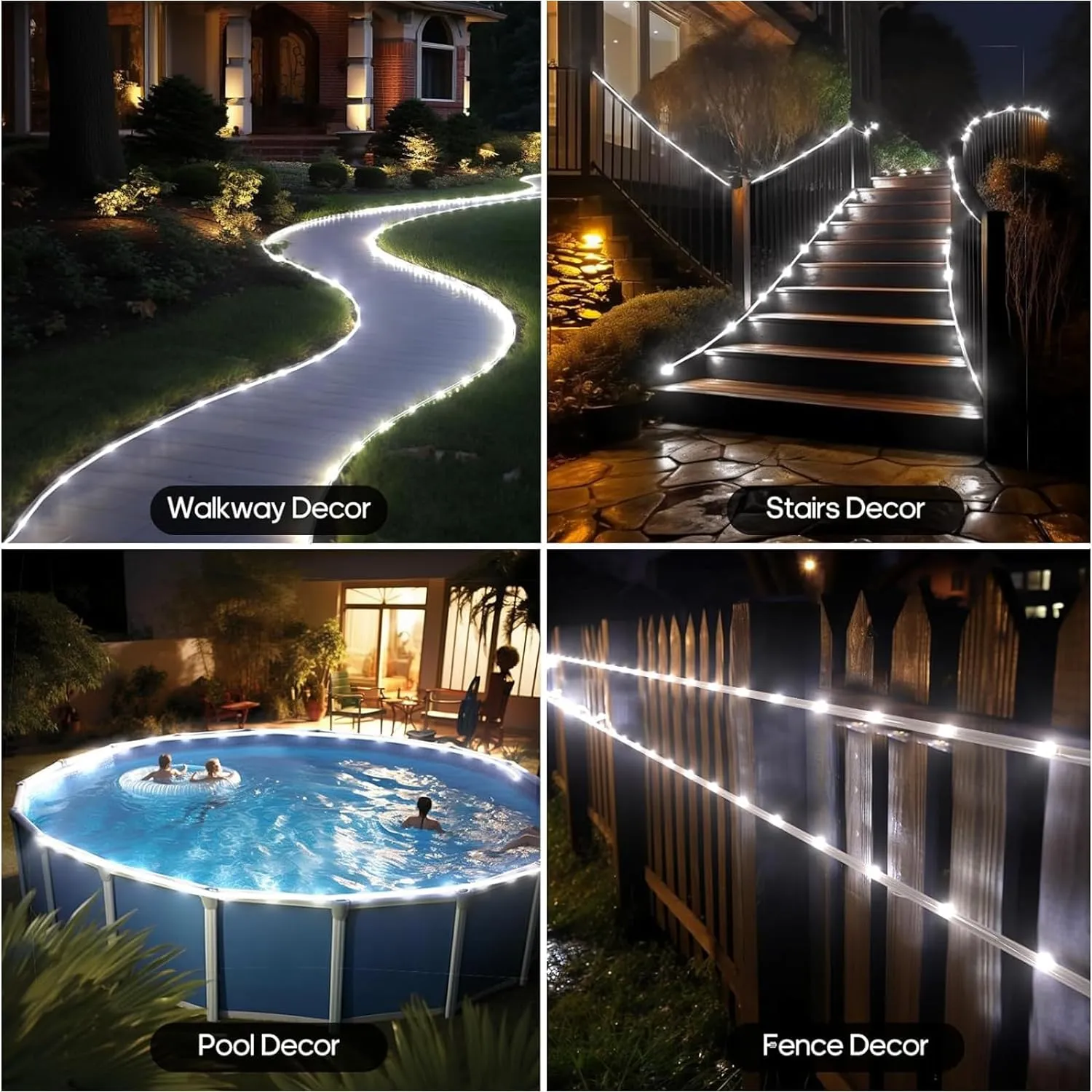 100 LED 8 mode  Waterproof Outdoor Solar Tube Light - 10m