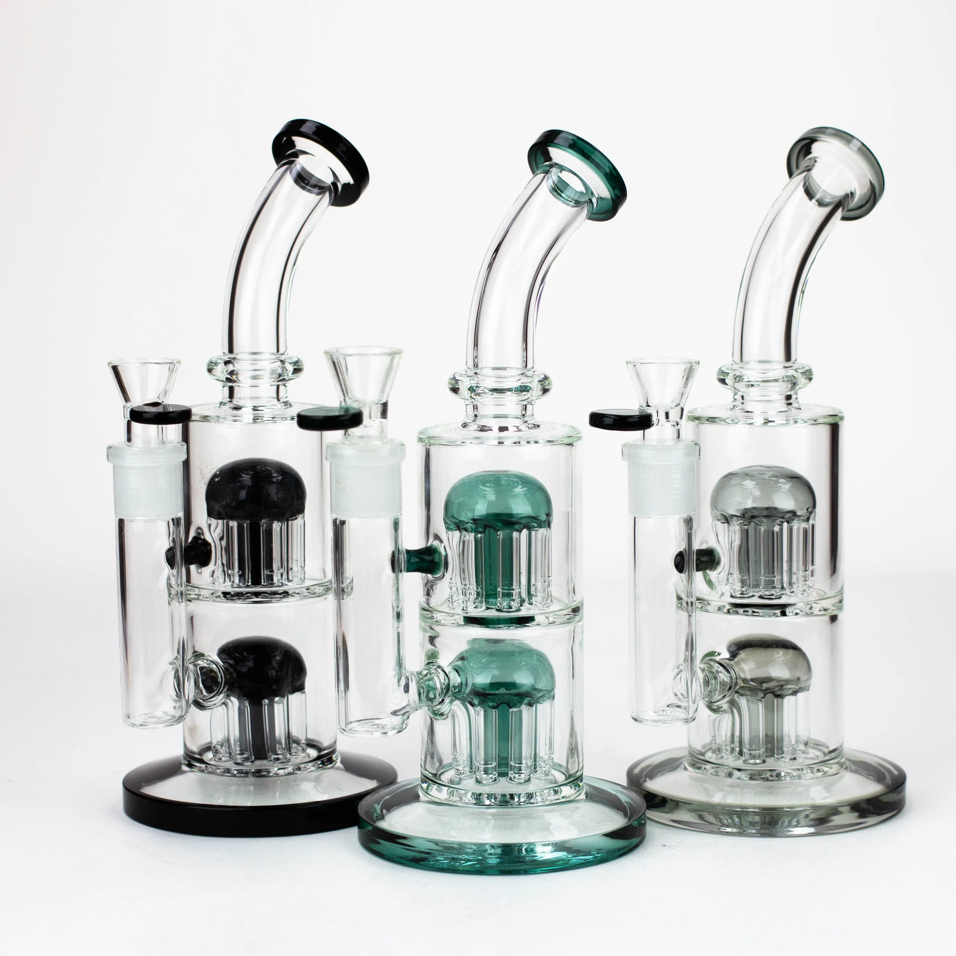 10" Glass Bubbler with Dual 8-Arms Perc