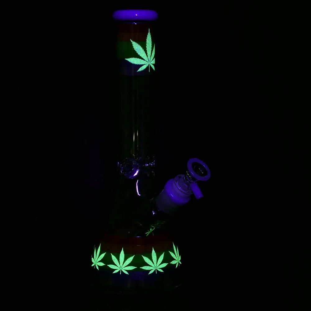 10" Rainbow Pride Glow Glass Beaker Bong