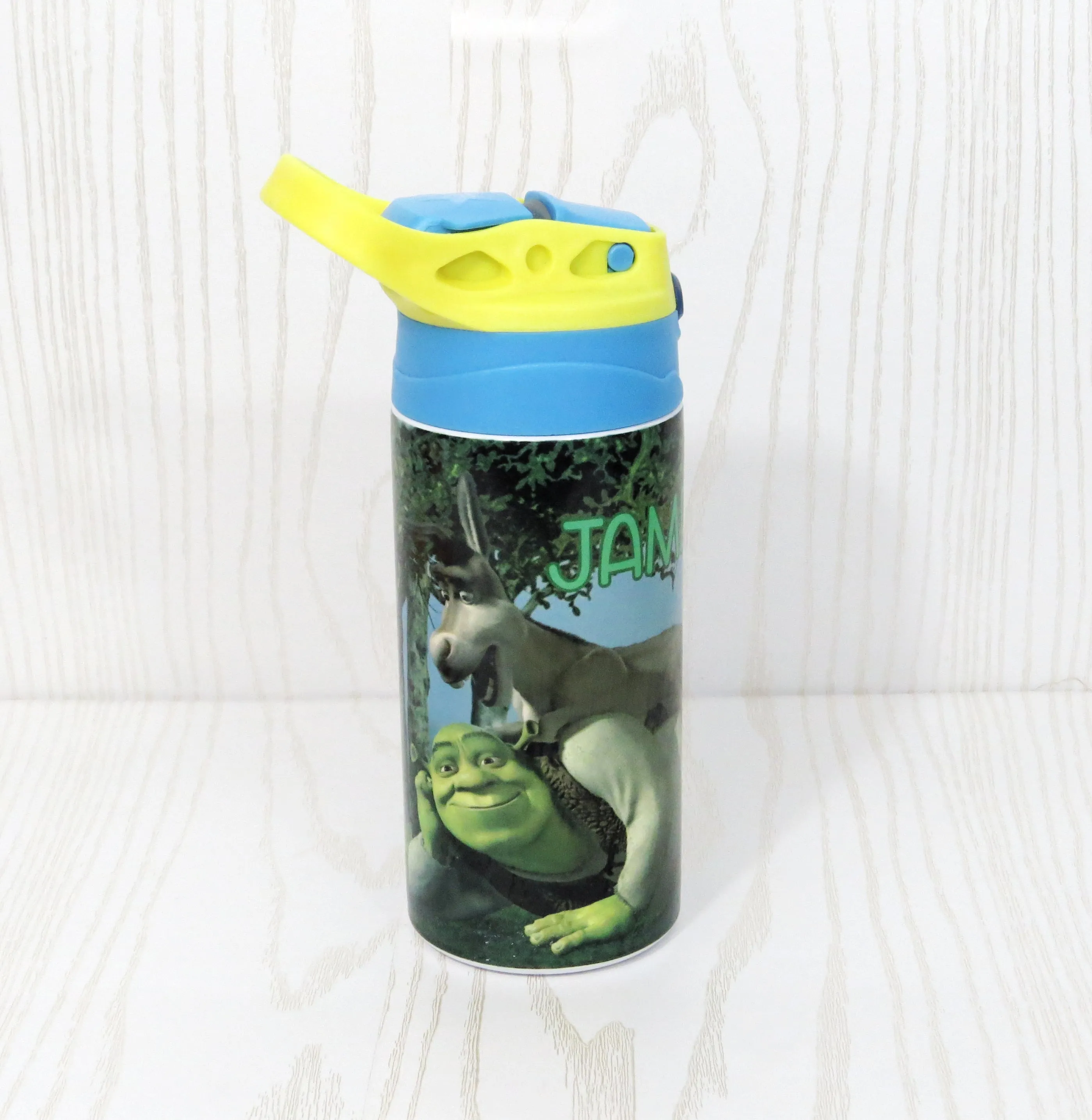 12 oz Green Ogre Steel Baseball Tumbler - Boys Water Bottle - Flip Top - Insulated Reusable - Straw - Personalized Custom with Handle