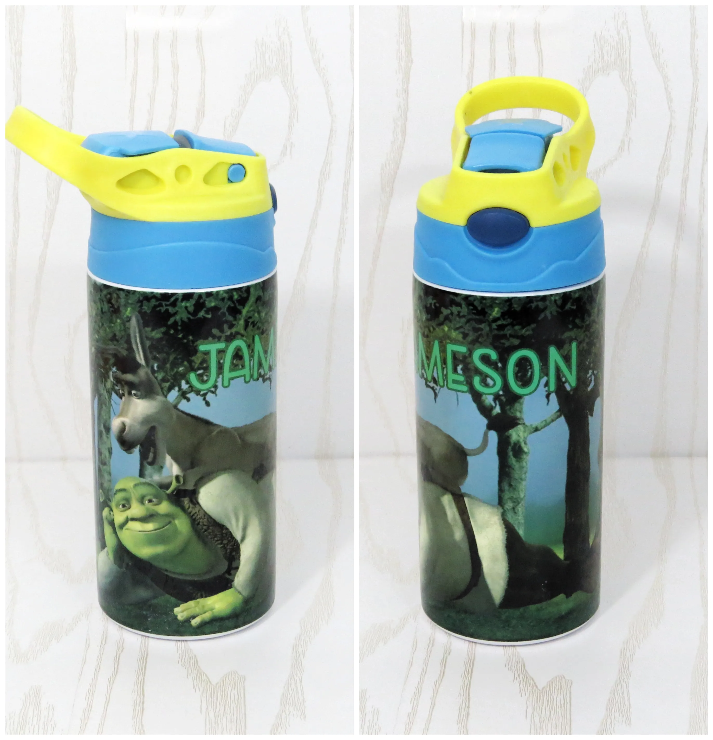 12 oz Green Ogre Steel Baseball Tumbler - Boys Water Bottle - Flip Top - Insulated Reusable - Straw - Personalized Custom with Handle