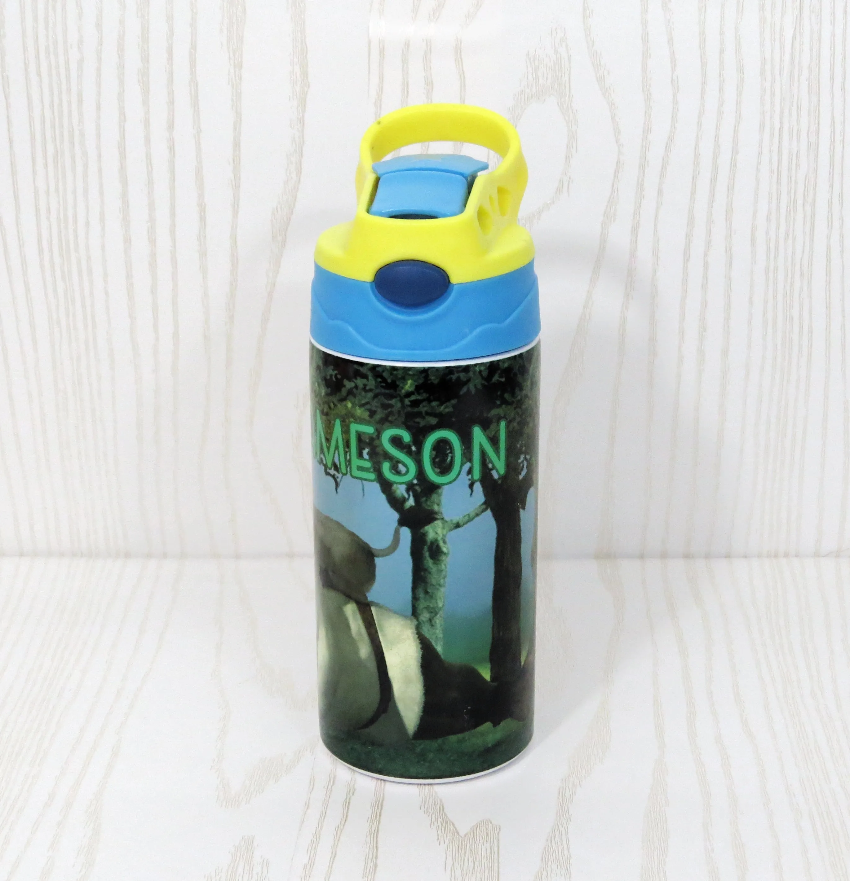 12 oz Green Ogre Steel Baseball Tumbler - Boys Water Bottle - Flip Top - Insulated Reusable - Straw - Personalized Custom with Handle