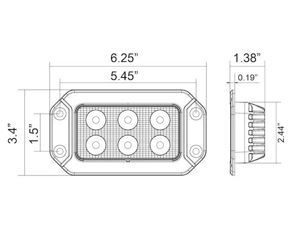 1492191 - RECESSED 6.5 INCH WIDE RECTANGULAR LED FLOOD LIGHT