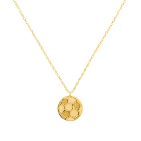 14K Yellow Gold Mini Soccer Ball Pendant Necklace, 16" To 18" Adjustable