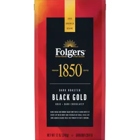 1850 Black Gold Coffee, Dark Roast Ground Coffee, 12 oz