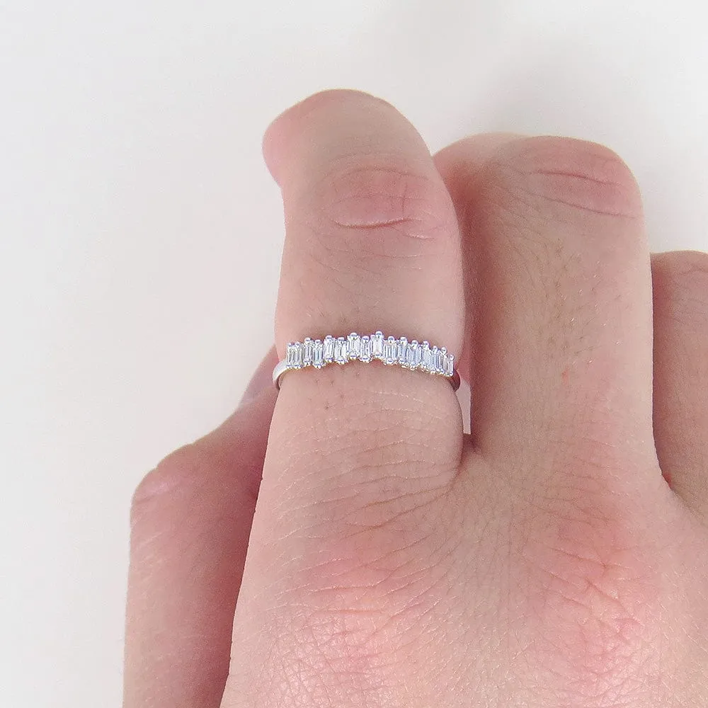 18k White Gold Diamond Baguette Mini Band