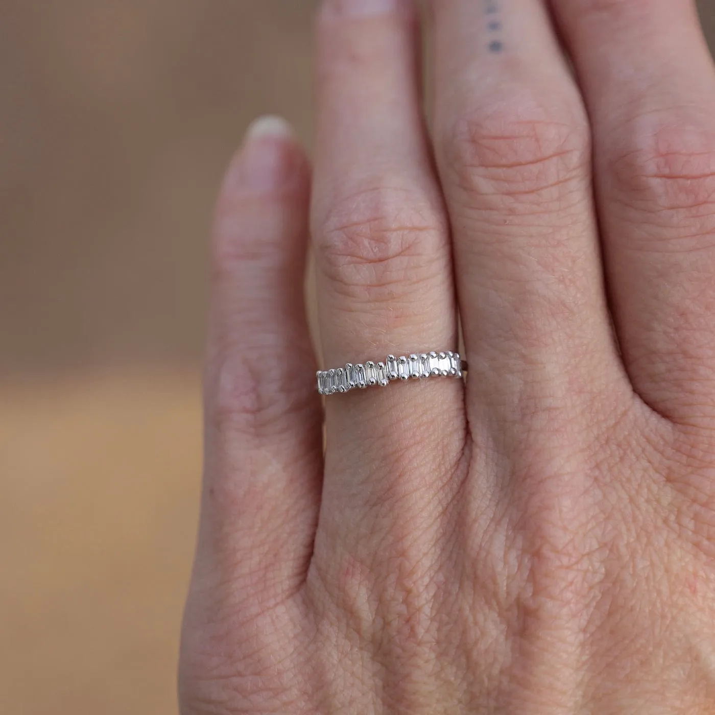 18k White Gold Diamond Baguette Mini Band