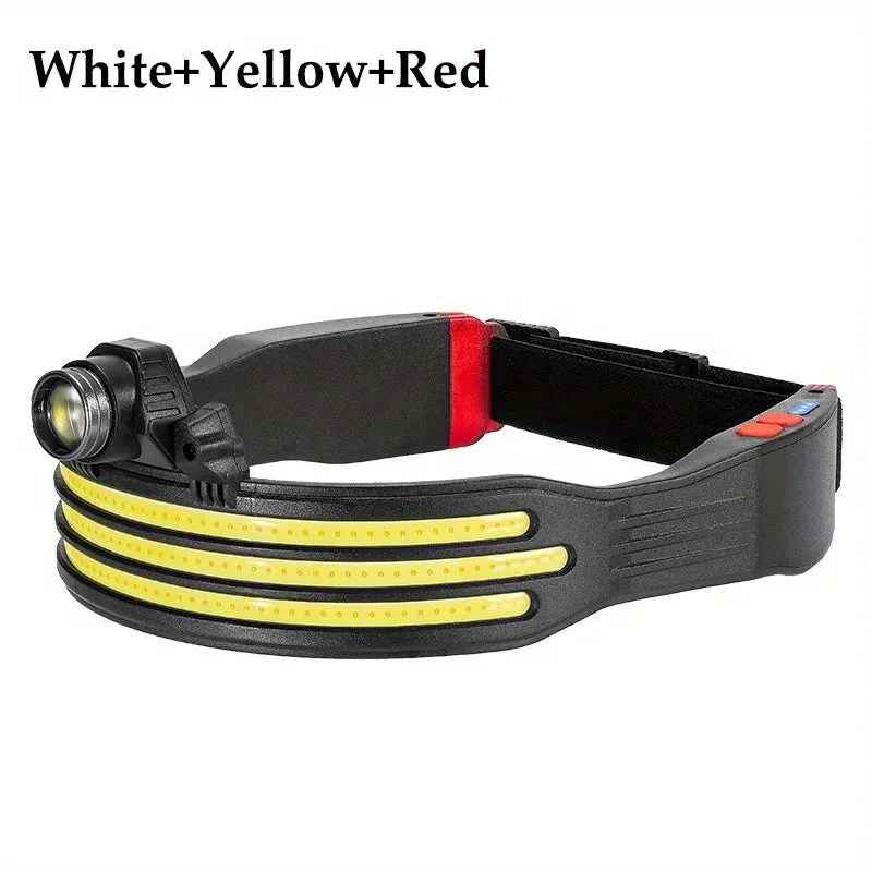 2023 New Trendy LED Headlamp Mini Multifunctional With Warning Headlight COB Outdoor Adventure Fishing Bright Light Flashlight