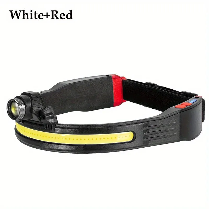 2023 New Trendy LED Headlamp Mini Multifunctional With Warning Headlight COB Outdoor Adventure Fishing Bright Light Flashlight