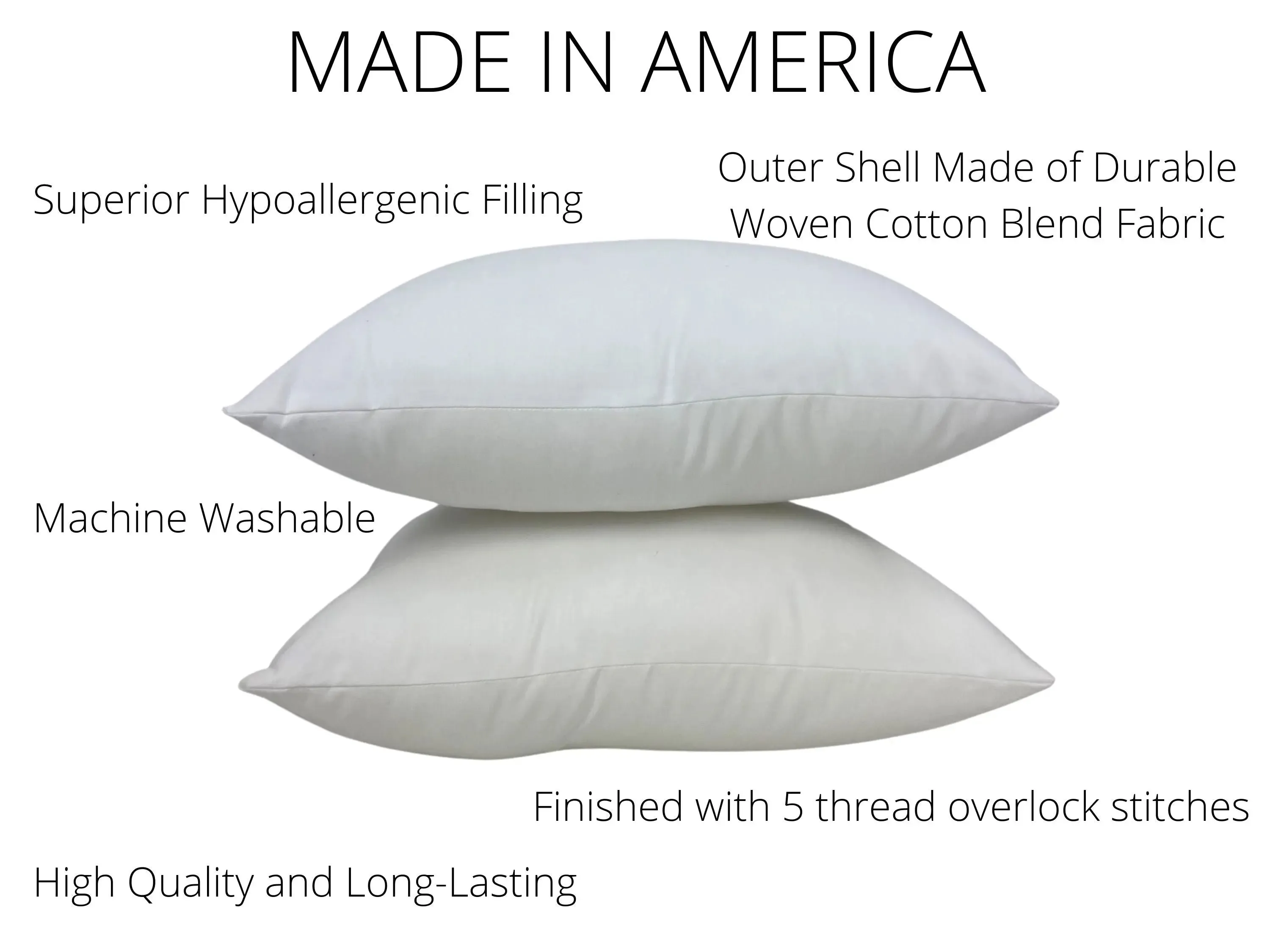 20x10 or 10x20 | Indoor Outdoor Down Alternative Hypoallergenic Polyester Pillow Insert | Quality Insert | Throw Pillow Insert | Pillow Form