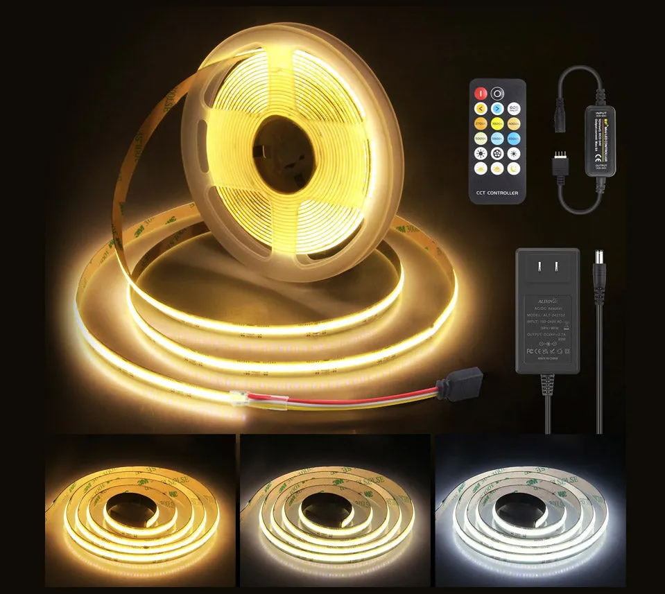 24V COB LED Strip Light White Tunable CCT LED Light Strip - 16FT