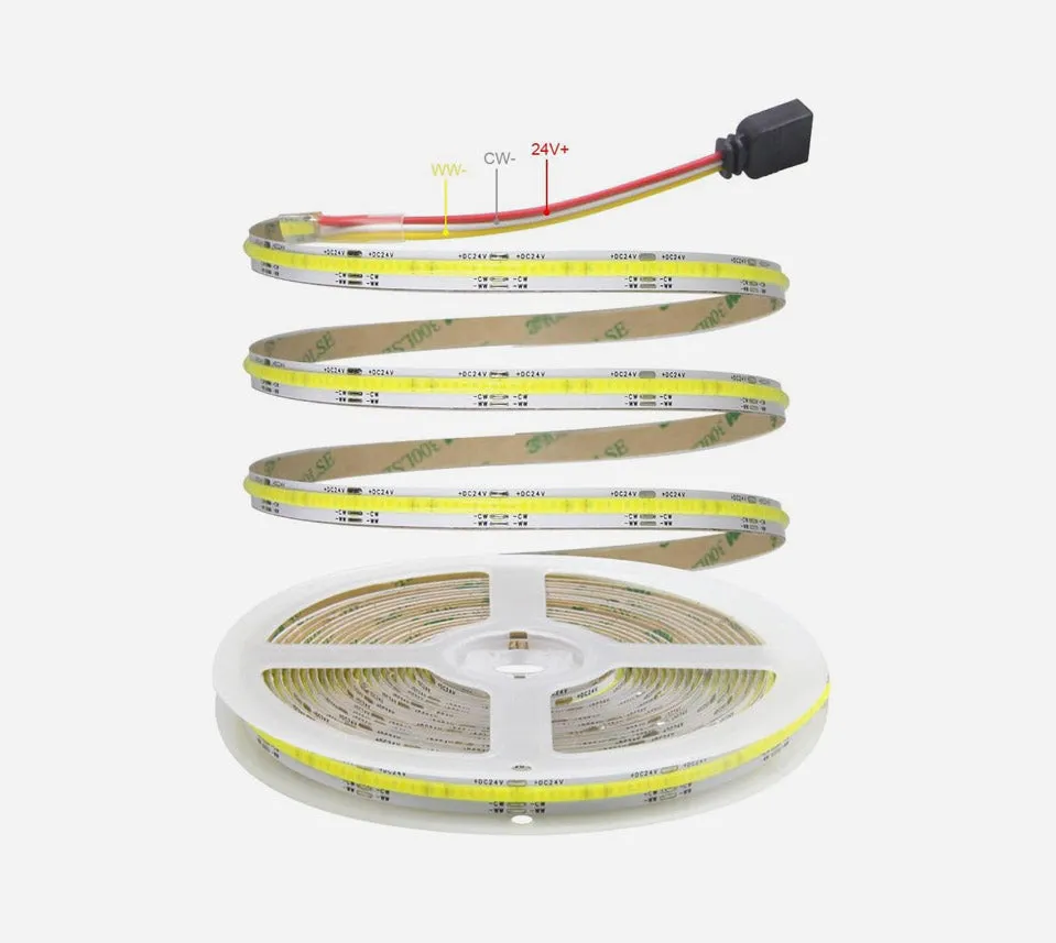 24V COB LED Strip Light White Tunable CCT LED Light Strip - 16FT