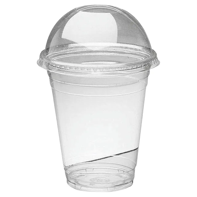 250ml Disposable PET Plastic Smoothie Cup with Dome Lid and Hole 10pack