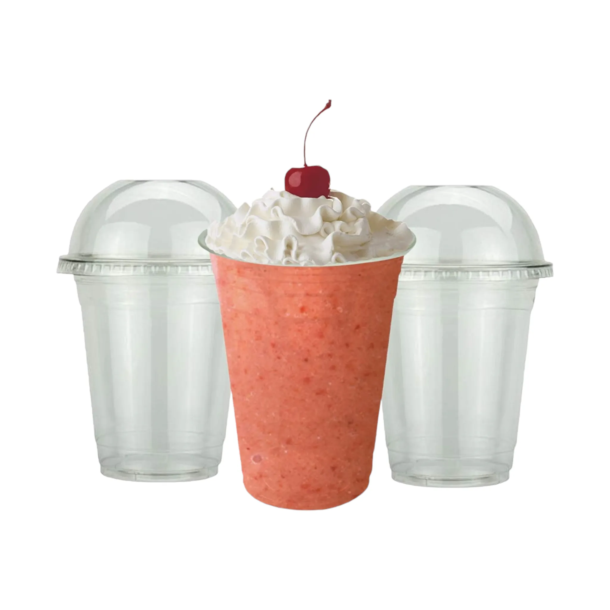 250ml Disposable PET Plastic Smoothie Cup with Dome Lid and Hole 10pack