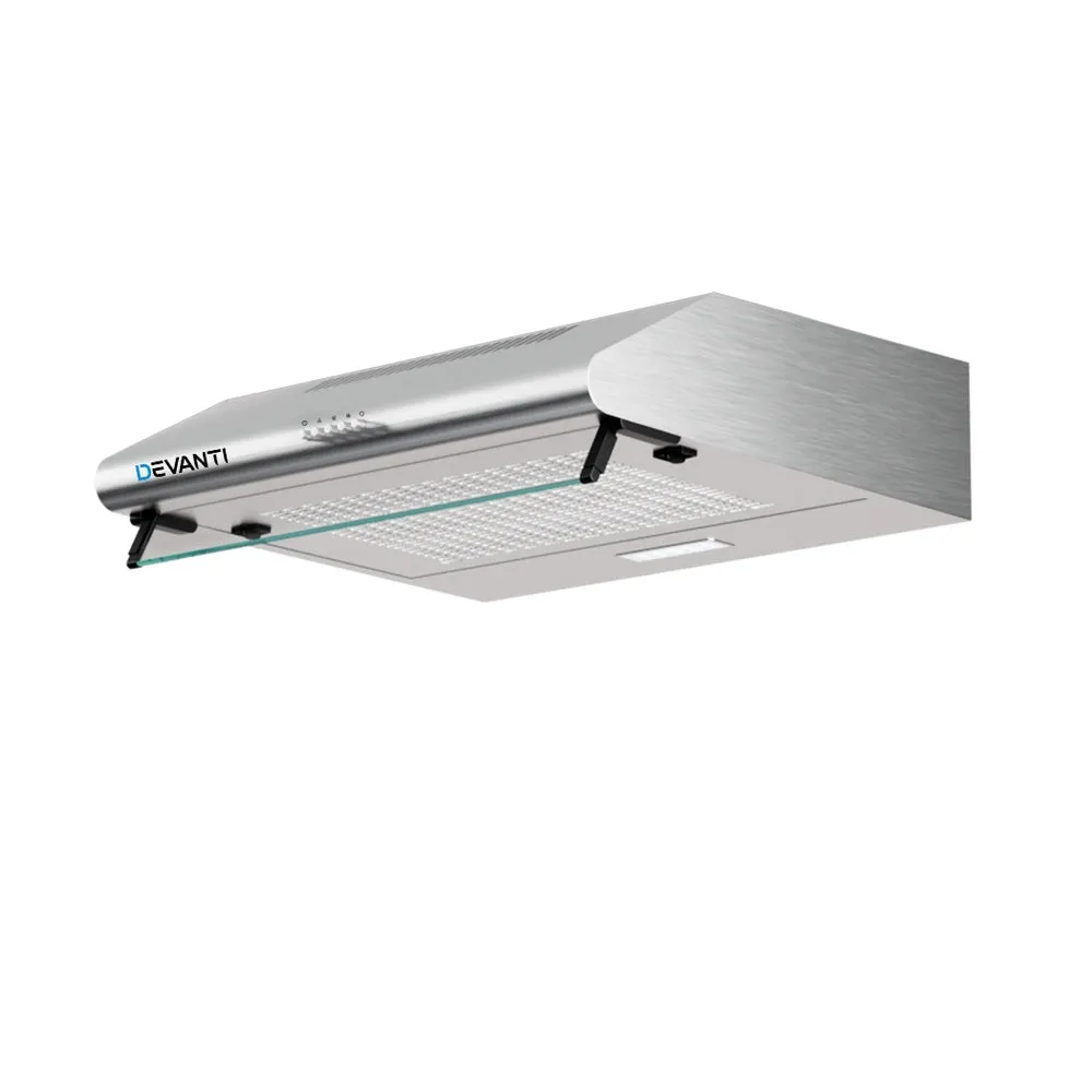 3-Speed Stainless Steel 60cm Range Hood w/ LED Light - Devanti