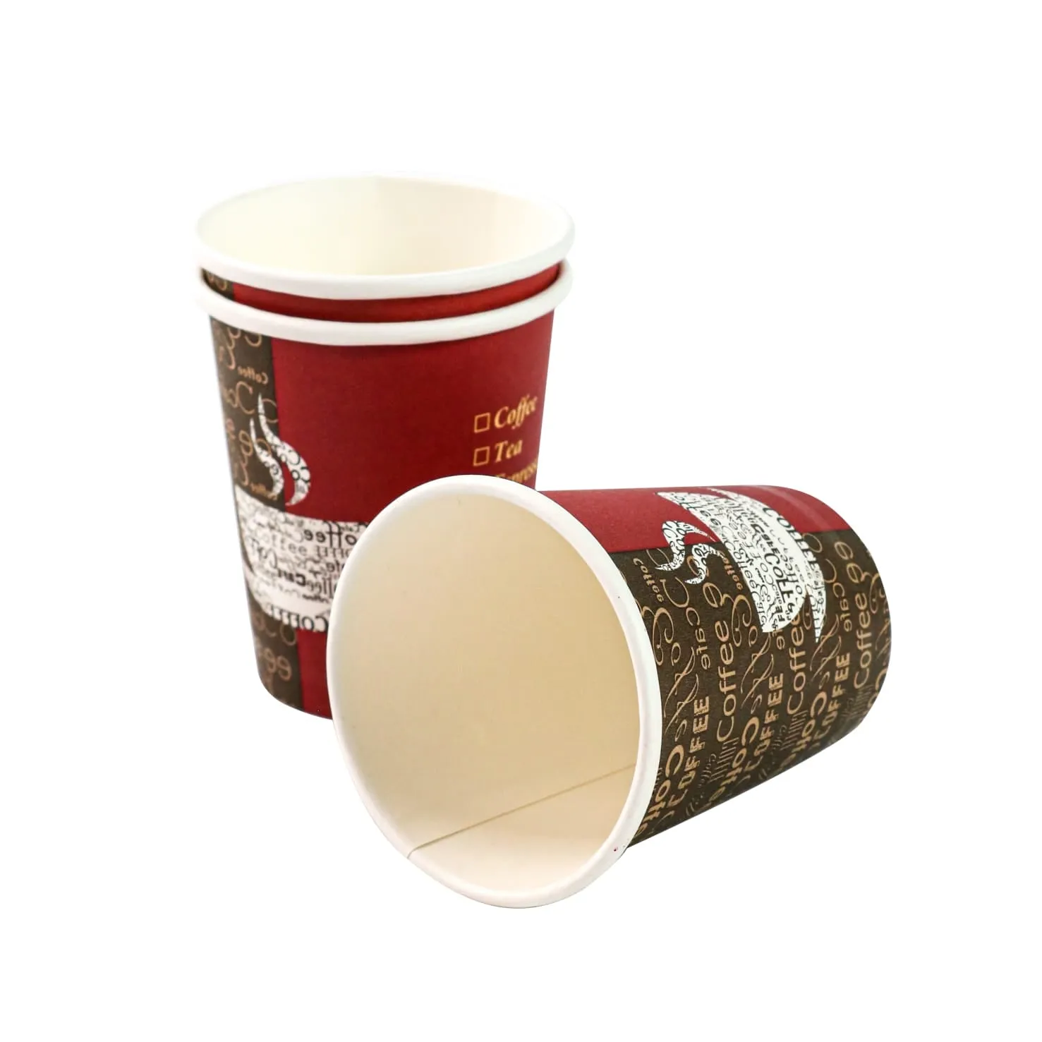 350ml Paper Coffee Cups Single Wall Printed Decal 5pack