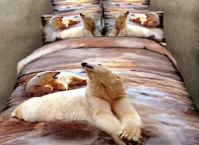 3D Polar Bears Printed Cotton Luxury 4-Piece Bedding Sets/Duvet Covers