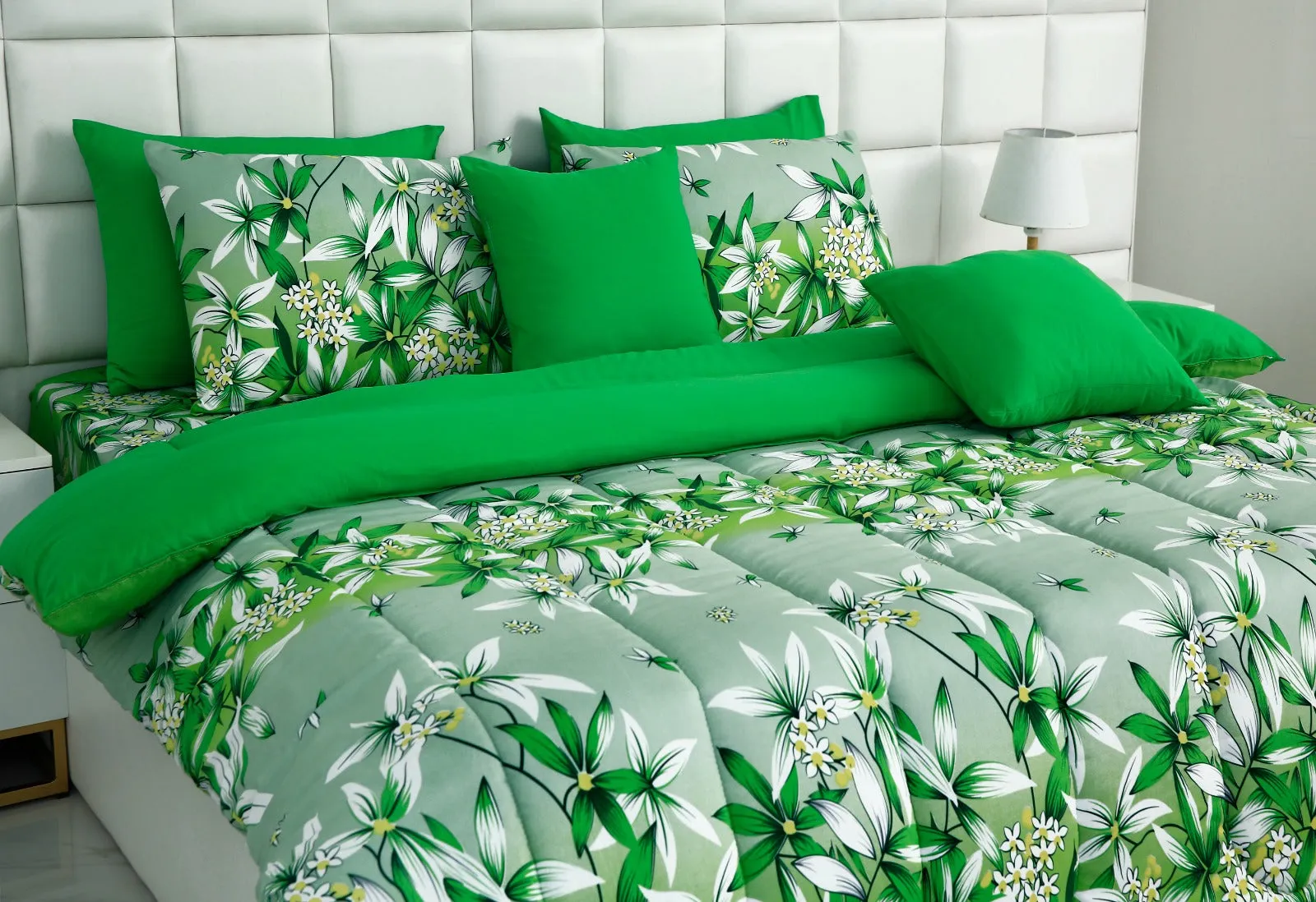 5 PCs Single Comforter Set-15190Green Gold