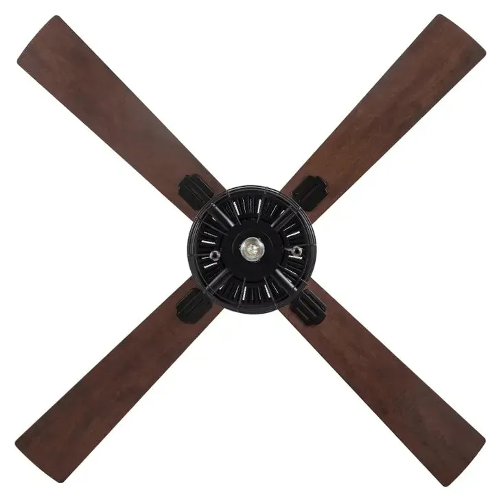 52"W Brianna Black Industrial Style Ceiling Fan with Light