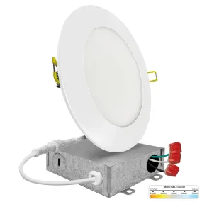 6" Inch Canless Recessed Lighting Slim LED Wafer Lights - Wet Rated - 5CCT 2700K-5000K - 1050LM