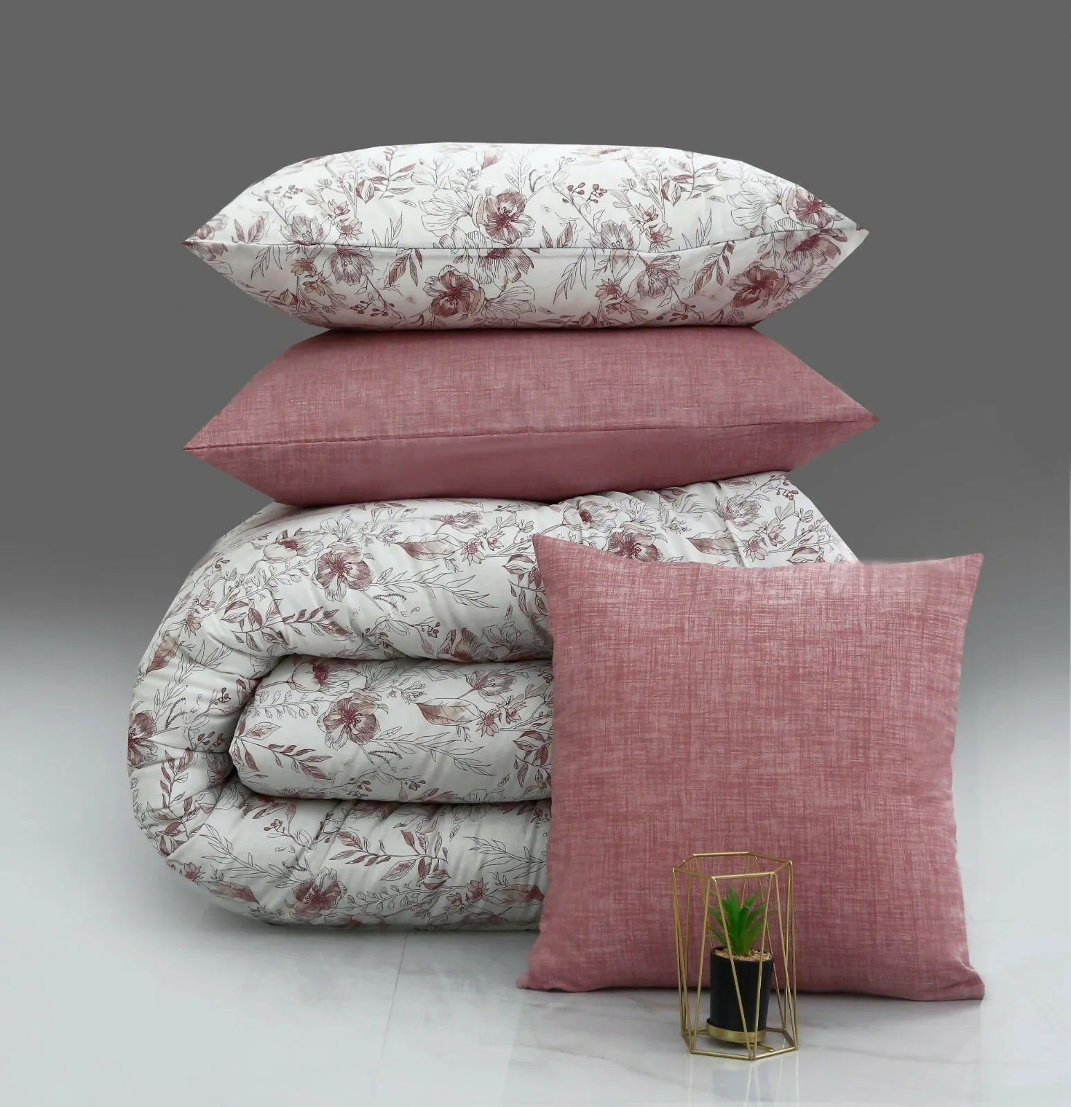 8 PCs Winter Comforter Set-Oriental poppy