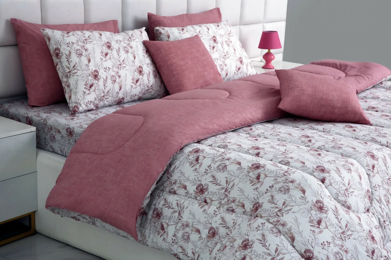 8 PCs Winter Comforter Set-Oriental poppy