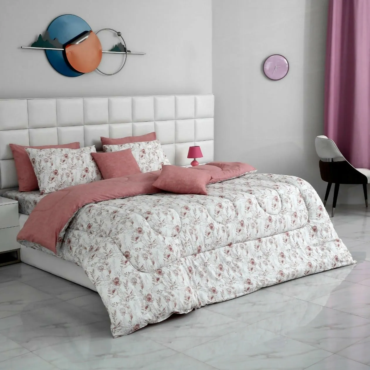 8 PCs Winter Comforter Set-Oriental poppy