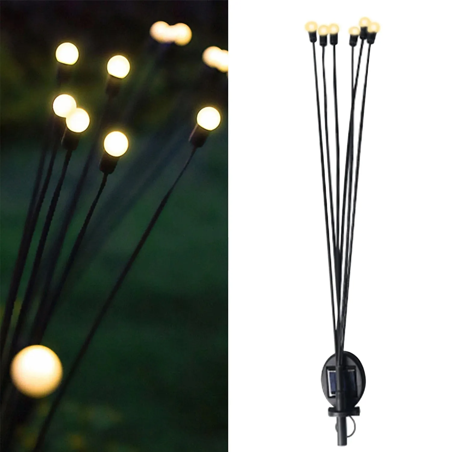 9129 Solar Garden Lights, Solar - Powered Firefly Lamp, New Upgraded Solar Firefly Lights Outdoor Waterproof, Solar Outdoor Decorative Lights for Yard Gardening Patio Backyard Pathway Décor (2 PCS Set 12 LED (Warm Light))