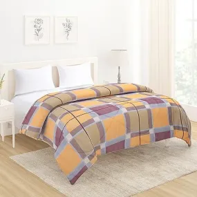 AC Comforter and Bedding Set for Double Bed, Apricot Orange Checks