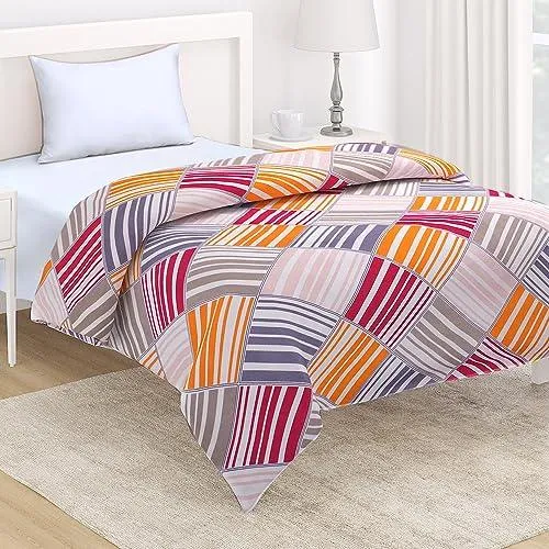 AC Comforter and Bedding Set for Single Bed, Multicolor Rhombus Stripes