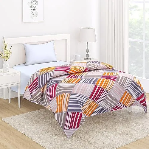 AC Comforter and Bedding Set for Single Bed, Multicolor Rhombus Stripes