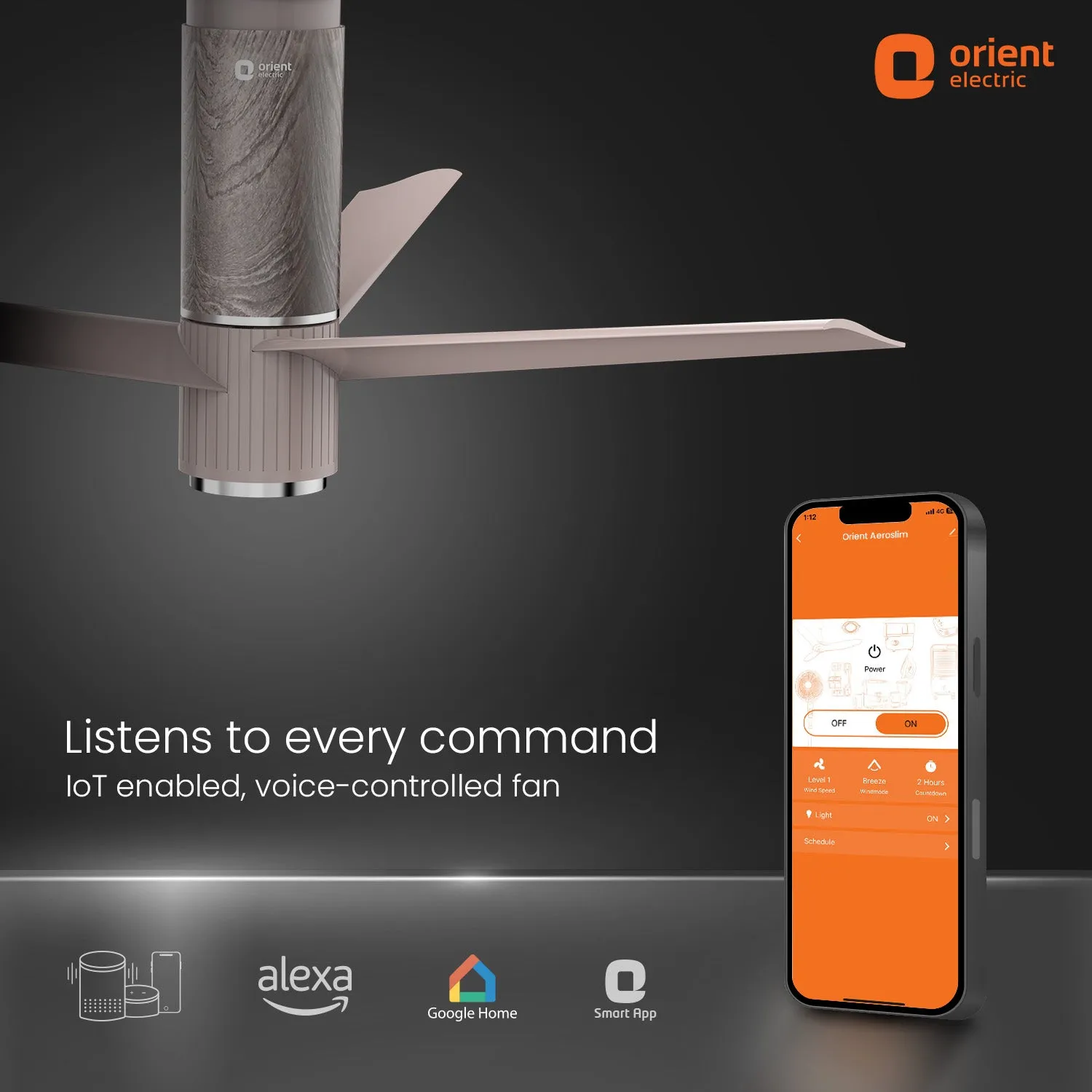 Aeroslim with IoT, Remote & 3CCT Underlight BLDC PRO Smart Ceiling Fan