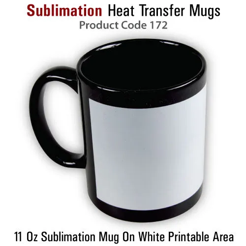 AMS-172 - 11 Oz black mug with white printable area