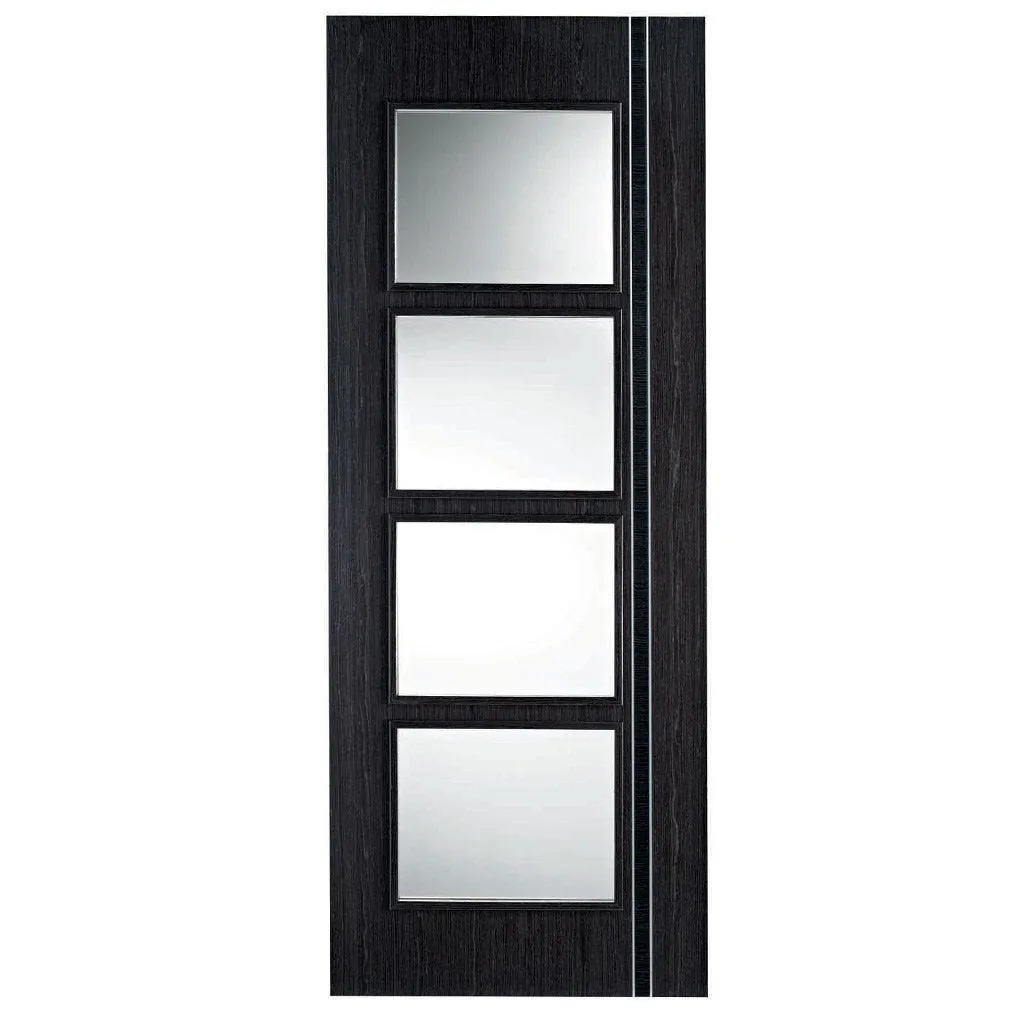 Ash Grey Zanzibar Absolute Evokit Double Pocket Doors - Prefinished - Clear Glass