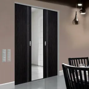 Ash Grey Zanzibar Absolute Evokit Double Pocket Doors - Prefinished