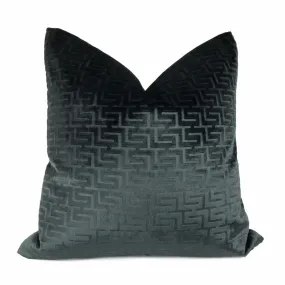 Athena Onyx Greek Key Velvet Pillow Cover