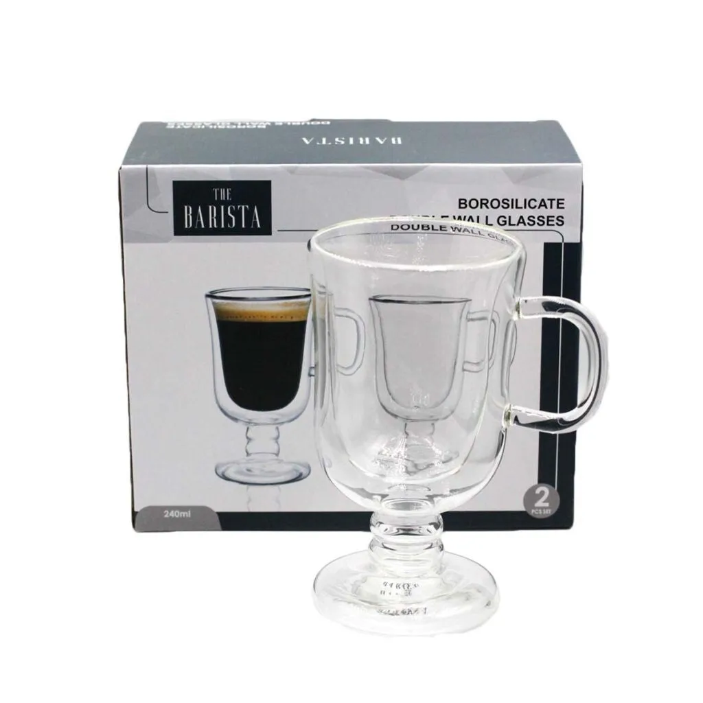 Barista Borosilicate Double Wall Irish Coffee Mug 260ml 2pc 10197