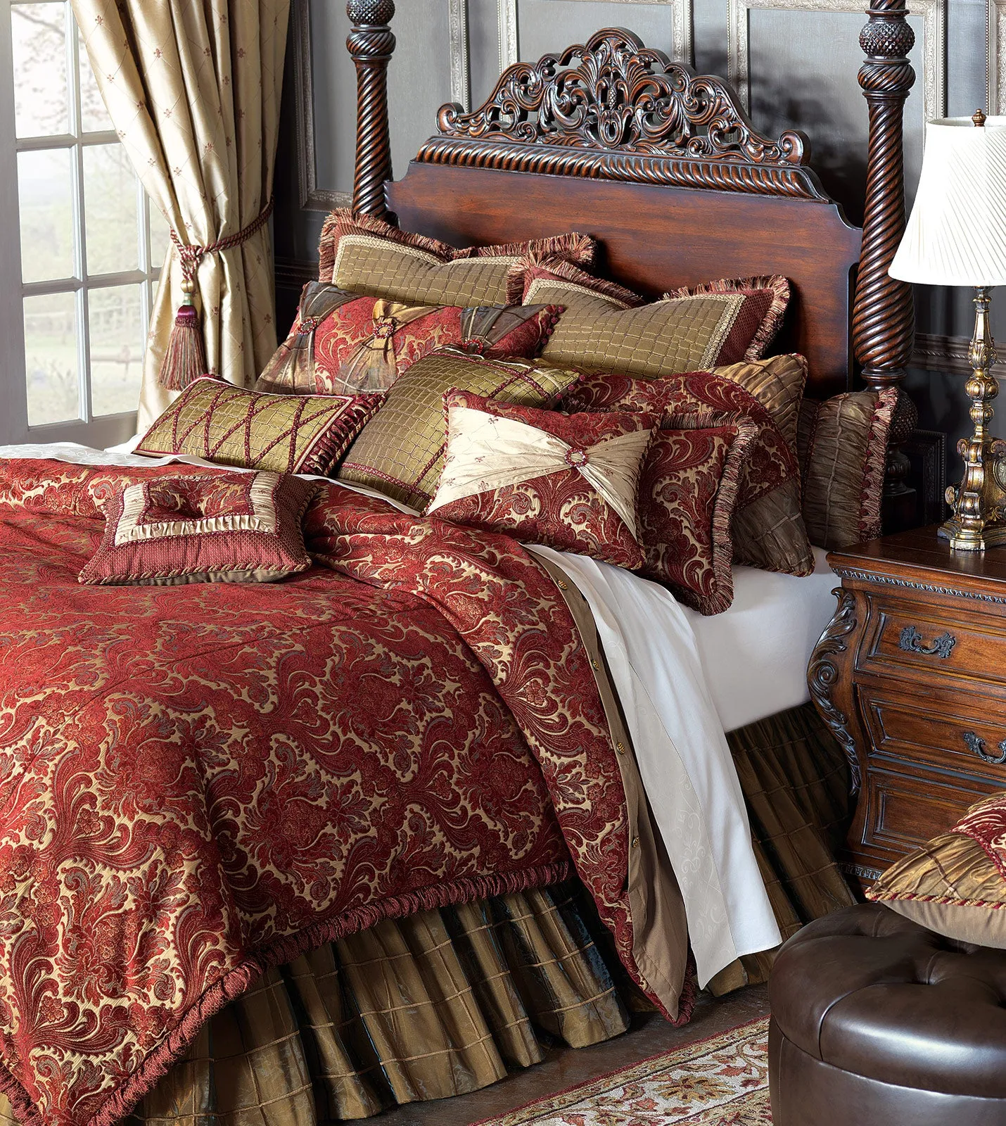 Barrington Ruby Damask King Sham 21x37