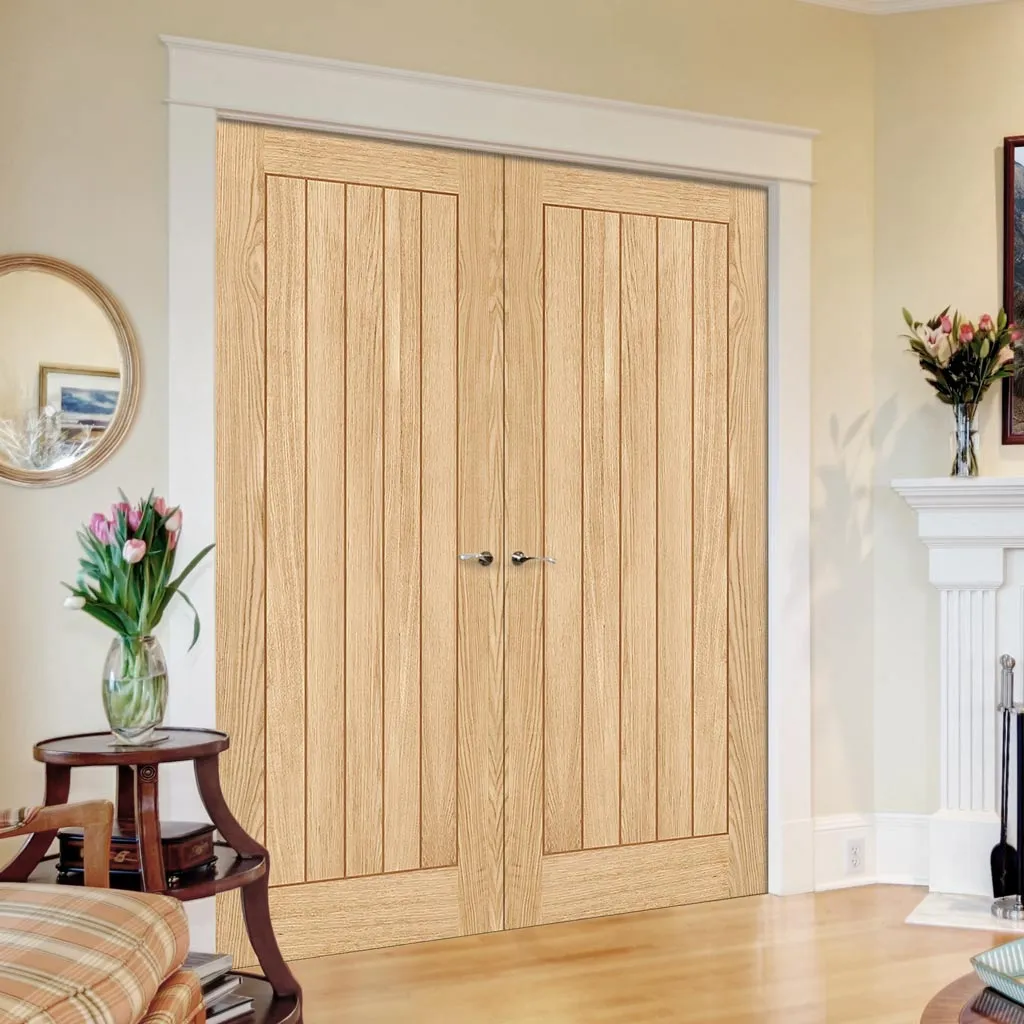 Belize Oak Internal Door Pair - 60 Minute Fire Rated - Prefinished