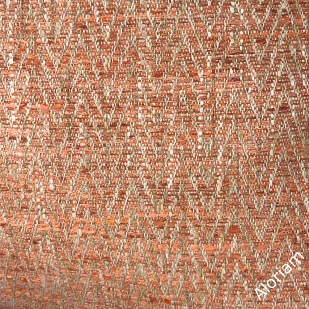 Beringer Terracotta Orange Beige Herringone Pillow Cover (Fabric by the Yard available)