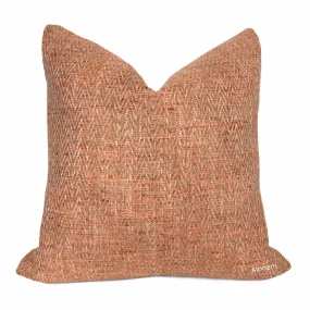 Beringer Terracotta Orange Beige Herringone Pillow Cover (Fabric by the Yard available)