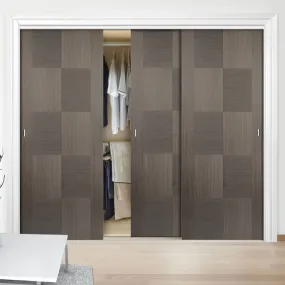 Bespoke Apollo Chocolate Grey Flush Door - 3 Door Maximal Wardrobe and Frame Kit - Prefinished