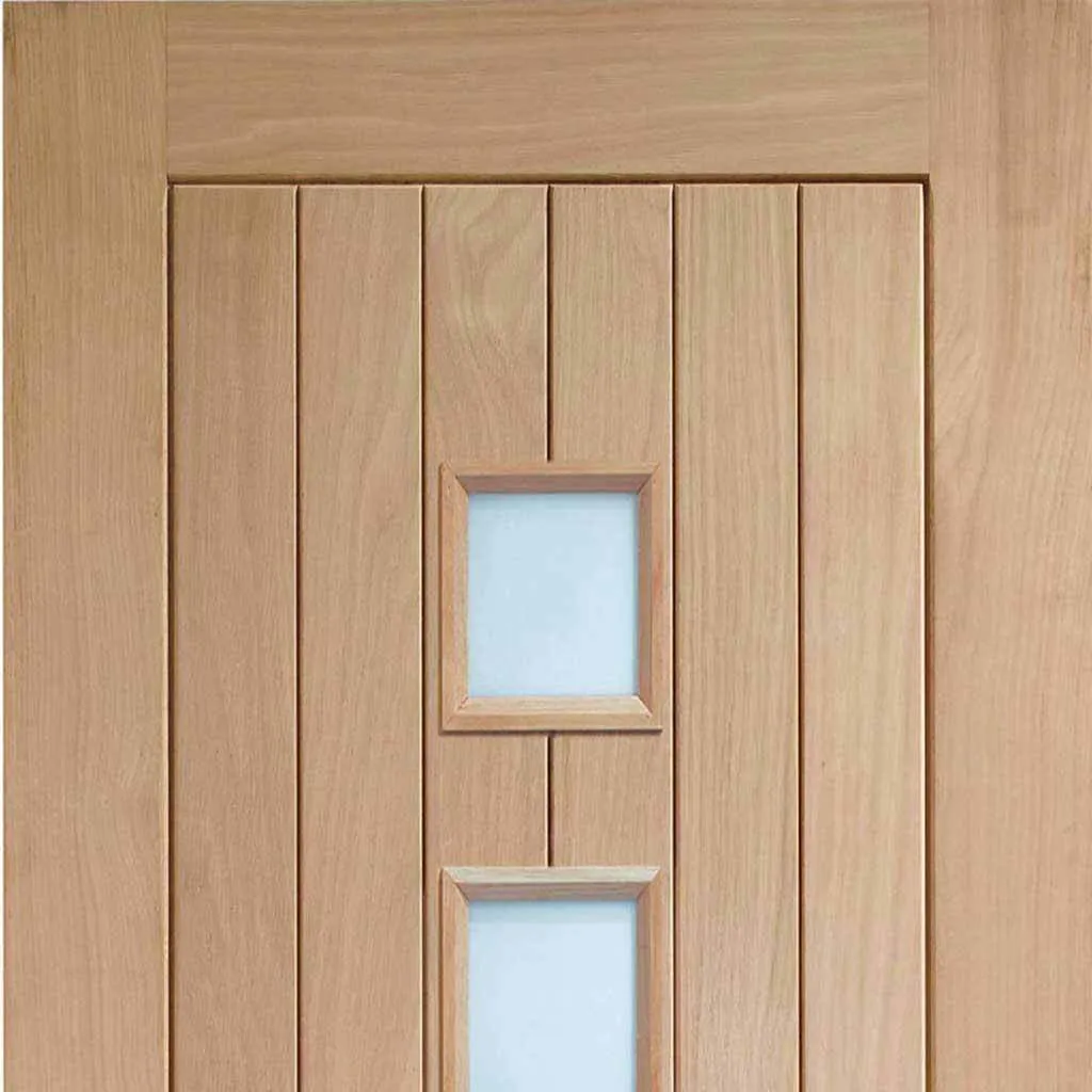 Bespoke Contemporary Suffolk Oak 4L Glazed Double Frameless Pocket Door