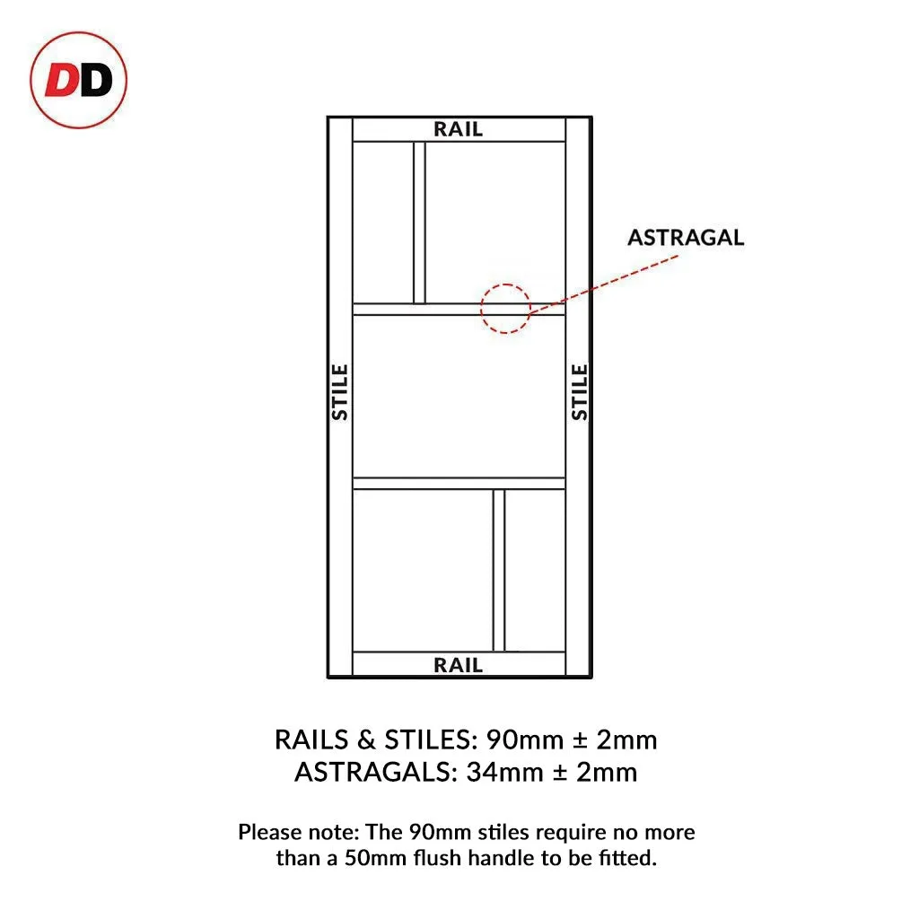 Bespoke Handmade Eco-Urban® Arran 5 Pane Double Evokit Pocket Door DD6432G Clear Glass(2 FROSTED PANES) - Colour Options