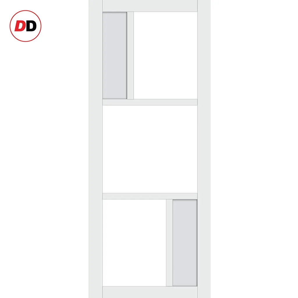 Bespoke Handmade Eco-Urban® Arran 5 Pane Double Evokit Pocket Door DD6432G Clear Glass(2 FROSTED PANES) - Colour Options