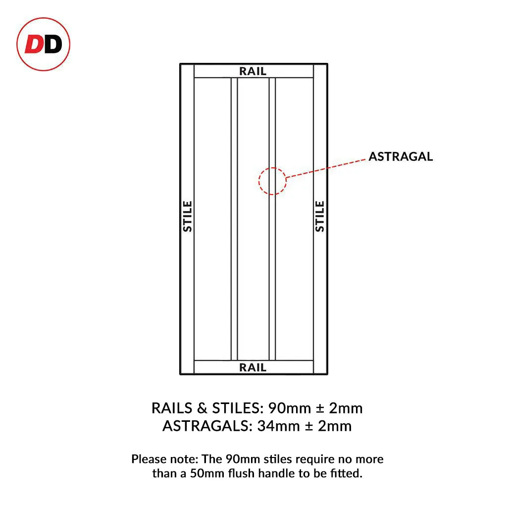 Bespoke Handmade Eco-Urban® Avenue 2 Pane 1 Panel Single Absolute Evokit Pocket Door DD6410SG Frosted Glass - Colour Options