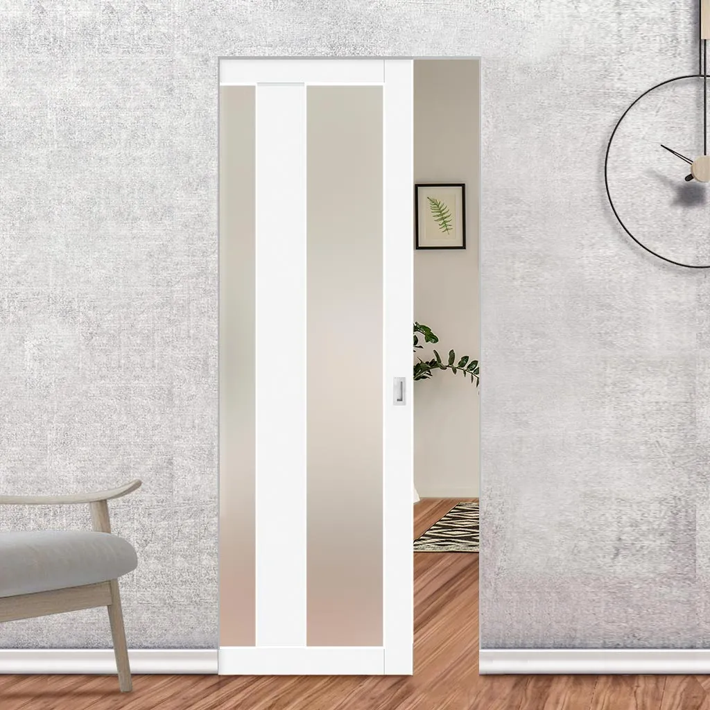 Bespoke Handmade Eco-Urban® Avenue 2 Pane 1 Panel Single Absolute Evokit Pocket Door DD6410SG Frosted Glass - Colour Options