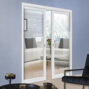 Bespoke Handmade Eco-Urban® Baltimore 1 Pane Double Evokit Pocket Door DD6301G - Clear Glass - Colour Options