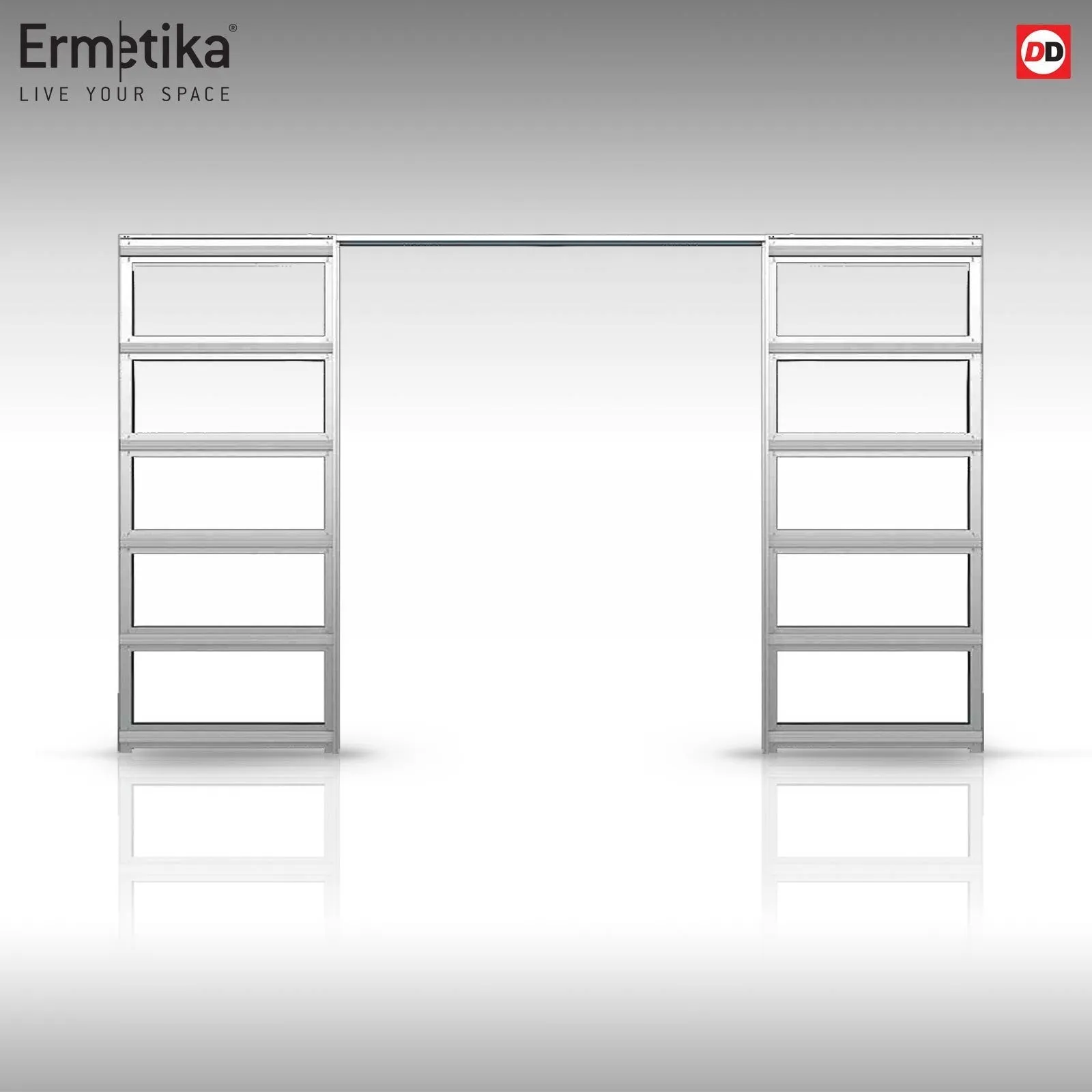 Bespoke Handmade Eco-Urban® Baltimore 1 Pane Double Evokit Pocket Door DD6301G - Clear Glass - Colour Options